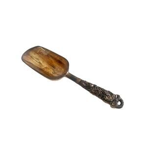 Vintage Floral Metal Scoop Patina
